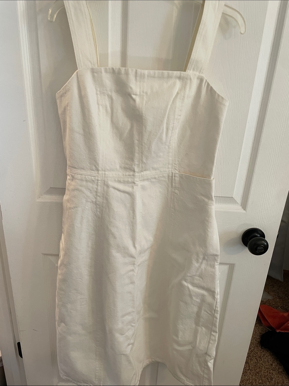COS Cream Square-Neck Mini Pinafore Dress